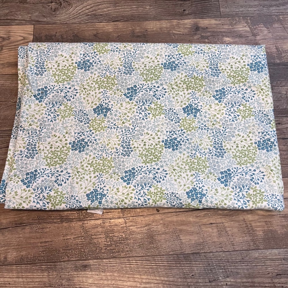 Martha Stewart Collection Twin Flat Sheet ONLY Blue Green Floral Flannel Cotton